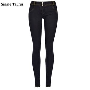 Låg midja push up jean streetwear skinny penna byxor femme mode super stretch smal mjuk legging denim mujer 210809