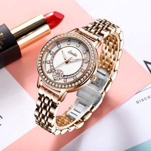 Sunkta Lyxiga kvinnor Klockor Kvinnor Vattentät Rose Gold Steel Strap Ladies Watch Top Brand Bracelet Wrist Watch Relogio Feminino 210517