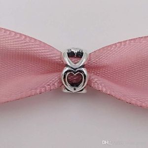 Autentici gioielli in argento sterling 925 con perline a cuore aperto con ciondoli a forma di cuore adatto per la collana di bracciali con gioielli in stile Pandora europeo 790454