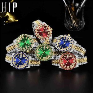 Hip Hop Bling Full Iced Out Mens Watches Luxury Date Quartz Wrist With Micropaved Cubic Zircon Watch For Women Men Jewelry Gift