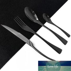 Black Dinnerware Set Flatware Cutlery 18/10 Stainless Steel Utensils Kitchen Tableware Table Steak Knife Fork Spoon Teaspoon1