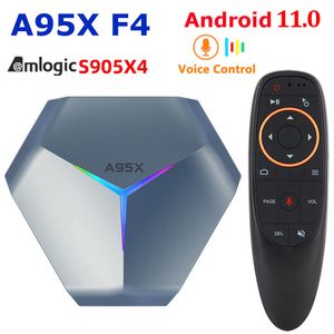 A95X F4 Android 11.0 TV Box mit G10 Sprachsteuerung Amlogic S905X4 8K RGB Licht Smart TVbox 4GB 64GB 32GB eMCP Plex Medienserver 2,4G 5G Dual WIFI Bluetooth 2G 16G