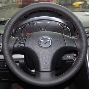 Lenkradhülle für MAZDA 3, Mazda 5, Mazda 6, alte Modelle, echtes Leder, DIY, handgenäht, Auto-Styling, rutschfeste Autoabdeckungen