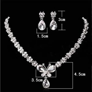 Wedding Jewelry Shining New Cheap 2 Sets Rhinestone Bridal Jewelery Accessories Crystals Necklace and Earrings for Prom Pageant Pa197H