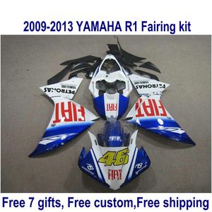 7 kostenlose Geschenke Verkleidungsset für Yamaha R1 2009–2013, weiß, schwarz, blau, Verkleidungsset, YZF R1 09 10 11 12 13 HA57
