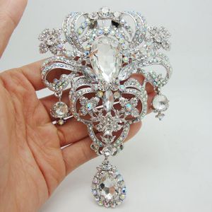 Прозрачные Броши оптовых-Роскошная невеста Кулон с цветочным декором для невесты Свадебная брошь Pin Clear AB Rhinestone Crystal