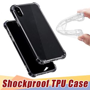 Super Anti-Knock Soft TPU Transparente Clear Proteção Capa Quatro Ângulo Ângulo à prova de choque macio casos para iphone 6 7 8 mais x para samsung s8 plus