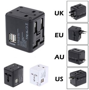 Adaptador De Viagem Internacional Universal venda por atacado-EUA UK EU AU Plug Universal All In One Carregador de adaptador de viagem internacional com duas portas Carregador de parede USB V A