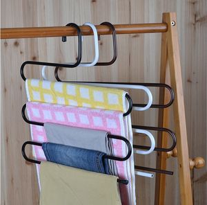10st s-typ byxor rack metall byxor hängare klädaffär flera lager lagringsbyxor rack garderob bälte hållare rack