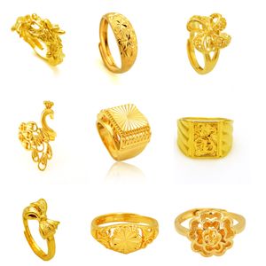 Engagement Rings Gold Fashion K GP Gold Plated Mens Women Jewelry Ring Yellow Gold Golden Finger Ring