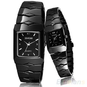 Marca de luxo preto clássico sinobi casal amante mulheres homens quartzo de aço inoxidável de aço inoxidável relógio de pulso 0aa8