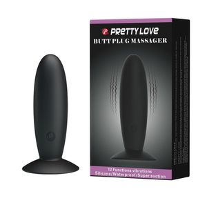 Prettylove Adult Sex Toy Waterproof Silicone Anal Vibrator 12 Speed USB Rechargeable Butt Plug Suction Base Prostate Massager q1711241