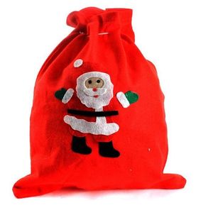 Calze natalizie in tela di grandi dimensioni Borsa ROSSA con cordoncino monogrammabile di Babbo Natale, regali di Natale monogrammabili Sacchetti regalo di caramelle CB009