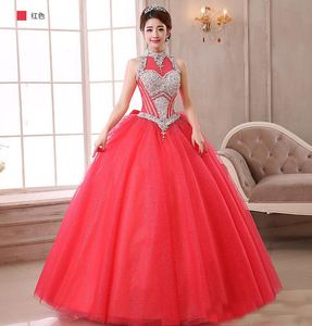 Wholesale coral quinceanera dresses resale online - Mint Green Coral Ball Gown Tulle Crystal BlingBling Quinceanera Dresses High Neck Customized Floor Length Bridal Masquer Outfit