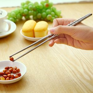 Wholesale-10pcs High-end personalized hollow prevent slippery chopsticks stainless steel korean chopsticks reusable chopsticks length 22cm