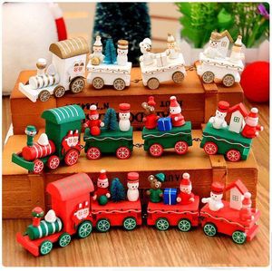Wooden Christmas Xmas Train Decoration Decor Gift Mini Christmas Train Wooden Train Model Vehicle Toys for Chidlren c289