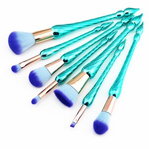 Odessy 7pcs Spiral Handle Makeup Brushes Professional Oval Rainbow Make Up Brush Set Rose Gold Eye Face Brushes High Quality