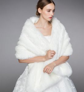 Zimowe płaszcze ślubne Bridal Faux Futro Okładki Ciepłe Szale Odzieży Odzieży Czarny Burgundy White Koreański Styl Kobiet Kurtka Prom wieczoru Party H08