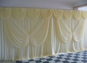 10ft 20ft Ice Silk White Color With Butterfly Swag Wedding Drape Curtain Backdrop Custom Made Colors274x