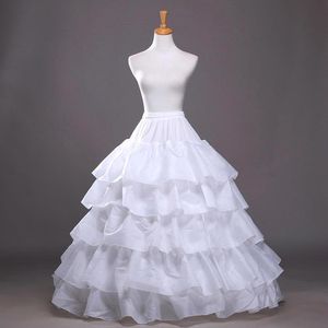 Frete Grátis Em estoque Quatro Aros Cinco Camadas A-Line Anáguas Slip Bridal Crinoline Para Vestidos de Baile Quinceanera/Casamento/Vestidos de Baile