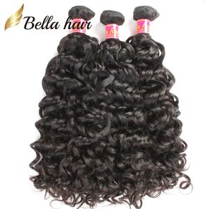 trama dei capelli umani peruviani onda d'acqua fasci di capelli vergini naturali estensioni doppia trama colore naturale 3 pz lotto 8 30 bellahair