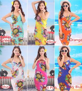 famous brandSummer Women Sexy Swimwear Open-Back Wrap Front Cover Up Sunscreen Beach Towels Chiffon Shwal Sunflower Saia Bikini