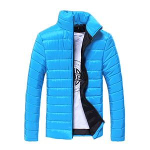 Sonbahar-Men Kış Katı Renkli Uzun Kollu Pamuklu Yastıklı Ceketler Palto Beyaz / Lacivert / Siyah / Kırmızı / Göl Mavi / Turuncu / Açık Gri