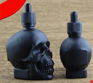 60ml Frosted Black Glass Skull Fles met Black Cap Dropper voor Eliquide e Juice Parfum Essentiële olie China Directe groothandel
