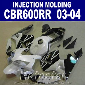 Free cowl fitment white black for HONDA CBR 600RR fairing 2003 2004 Injection Molding 03 04 CBR600RR ABS bodykit 7Gifts ZO7E
