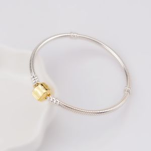 Dorapang Authentic 925 Sterling Silver 14K Guldfärg Klassisk spänne Snake Bones Bracele DIY Bangle för Kvinnor Original Smycken