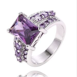 Pierścienie dla kobiet Miłośnicy ślubu Para Pierścienie Białe Pozłacane Austriackie Kryształ Ślub Sześcienny Cyrkonia Sapphire Gemstone Pierścienie