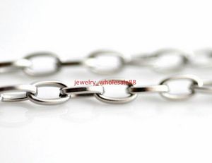 Hurtownie 5 metrów / lot 4mm Moda Biżuteria Znalezienie Ze Stali Nierdzewnej Silver Smooth Oval Link Znalezienie / znakowanie Naszyjnik DIY Bransoletka