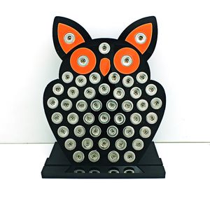 New Arrival 12mm Smaller Snap Button Display Stands Fashion Owl Black Acrylic Interchangeable Button Jewelry Display Board