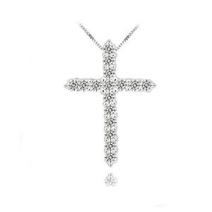 Collana con pendente a croce in argento 925, argento sterling 925 con cristallo austriaco di lusso, collane con pendente placcato platino a 3 strati