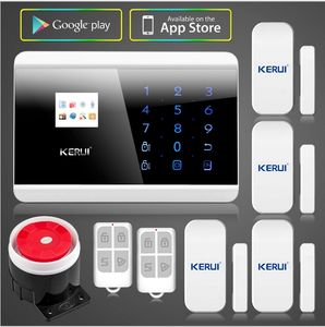 KERUI Ev Güvenlik Alarm Sistemi Android veya IOS APP GSMPSTN Çift Net GSM Alarm Sistemi Dokunmatik tuş TFT renkli Ekran sesler