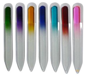 Mode Färgglada Crystal Glass Nail Buffer 14cm Buffert Nail Art Buffertfiler för Manicure UV Polish Tool Nail Art