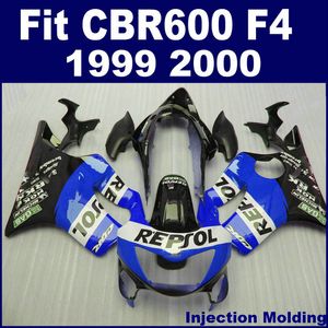 100% ABS RACING-formsprutning för Honda Fairing Parts CBR 600 F4 1999 2000 Blue Black CBR600 F4 99 00 Anpassad Fairing ICAD