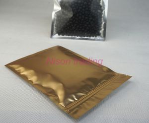 10x17.5cm 100 sztuk / partia przednie Wyczyść Powrót Matte Gold Aluminiowa Folia Srotage Ziplock Torba, Front Front Front Transparent Paczka Suszona Plastic Plastic Studl