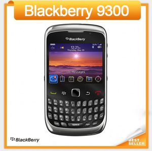 Original 9300 Olåst BlackBerry 9300 Curve Cell Phone Renoverad 3G WiFi GPS QWERTY Tangentbord