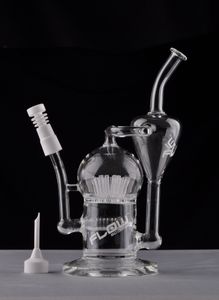 Cachimbos de água JM Flow Bongs de vidro Bong de vidro grosso Grande Reciclador Plataformas de petróleo com aspersão Perc Arm Tree Perc Percolator Tubos de água Frete grátis