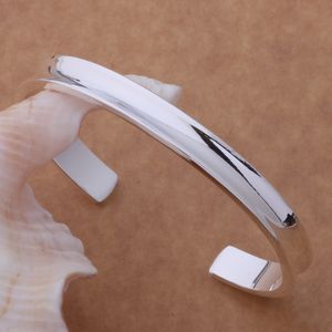 Kostenloser Versand mit Sendungsverfolgungsnummer. Bestes NEUES 925er Sterlingsilber, großes, glattes, breites Manschettenarmband, 7 mm, Weihnachtsgeschenkschmuck, 1313