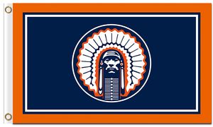 Hot Sale 3x5ft Illinois Fighting Illini Chief Flag 100% Polyester Digital Printing Custom Flags and banners