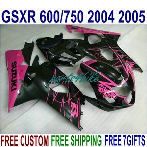 SUZUKI GSX-R600 GSX-R750 04 için ABS kaporta vücut kitleri kırmızı siyah karoser kaportalar set K4 GSXR 600 750 2004 2005 FG48