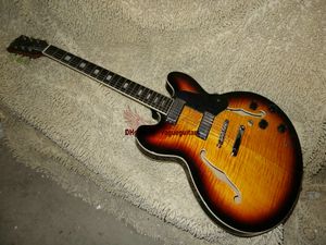 Perakende Özel Mağazalar Vintage Sunburst F Delik Hollow Vücut 335 Elektro Gitar Mevcut