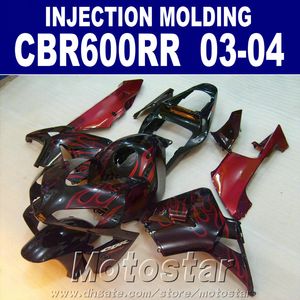 100% ABS Injection Mold red flame for HONDA CBR 600RR fairings 2003 2004 03 04 CBR600RR bodywork fairing kit PVR5