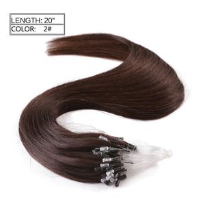 Estensione dei capelli micro anello ad anello Estensione dei capelli umani Remy al 100% Nano Ring 14-24 pollici Nero naturale marrone 200 pezzi / pacco Economici 1 Grammo / s