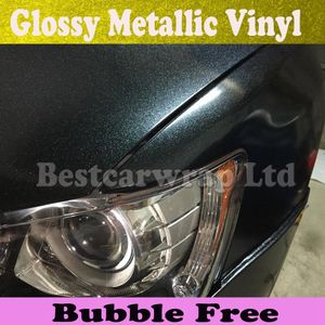 Hochglänzende metallische schwarze Vinyl für Autoverpackung mit Luftfreisetzung Pearl Schwarzer Vinylfilm für Fahrzeugstyling Größe 1,52*20 m/Roll