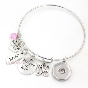 Großhandel Snap Schmuck Erweiterbar Draht Armreif Schwester der Braut Geschenk Brautjungfer Charm Armband Draht Armreif Druckknopf Armband für Braut Geschenk