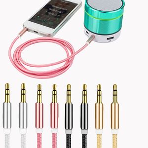 3.5mm Erkek Erkek Yardımcı Cep Telefonu Kabloları Ses Kabloları Esnek Naylon Araba Ev Için Örgülü Ev Stereos iPad iPhone iPod Android Telefonlar Sony Kulaklık Beats MP3 Çalarlar