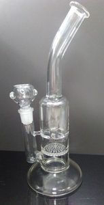 Hot Selling 20cm Glas Bent Pipe Water Bong Recycler Glass Rör 14.5mm Joint Oil Rigs Vortex Skärmstycke Klar glas Bongs